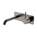 Fienza Kaya Up Basin/Bath Wall Mixer Set, Rectangular Plate, 160mm Outlet, Gun Metal - 228119GM