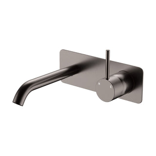Fienza Kaya Up Basin/Bath Wall Mixer Set, Rectangular Plate, 160mm Outlet, Gun Metal - 228119GM
