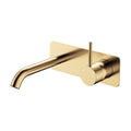Fienza Kaya Up Basin/Bath Wall Mixer Set, Rectangular Plate, 160mm Outlet, Urban Brass - 228119UB