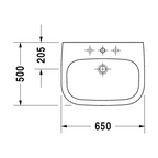 Duravit D-Code Wall Hung Basin 1 Tap Hole - Alpine White - 23105500002-P