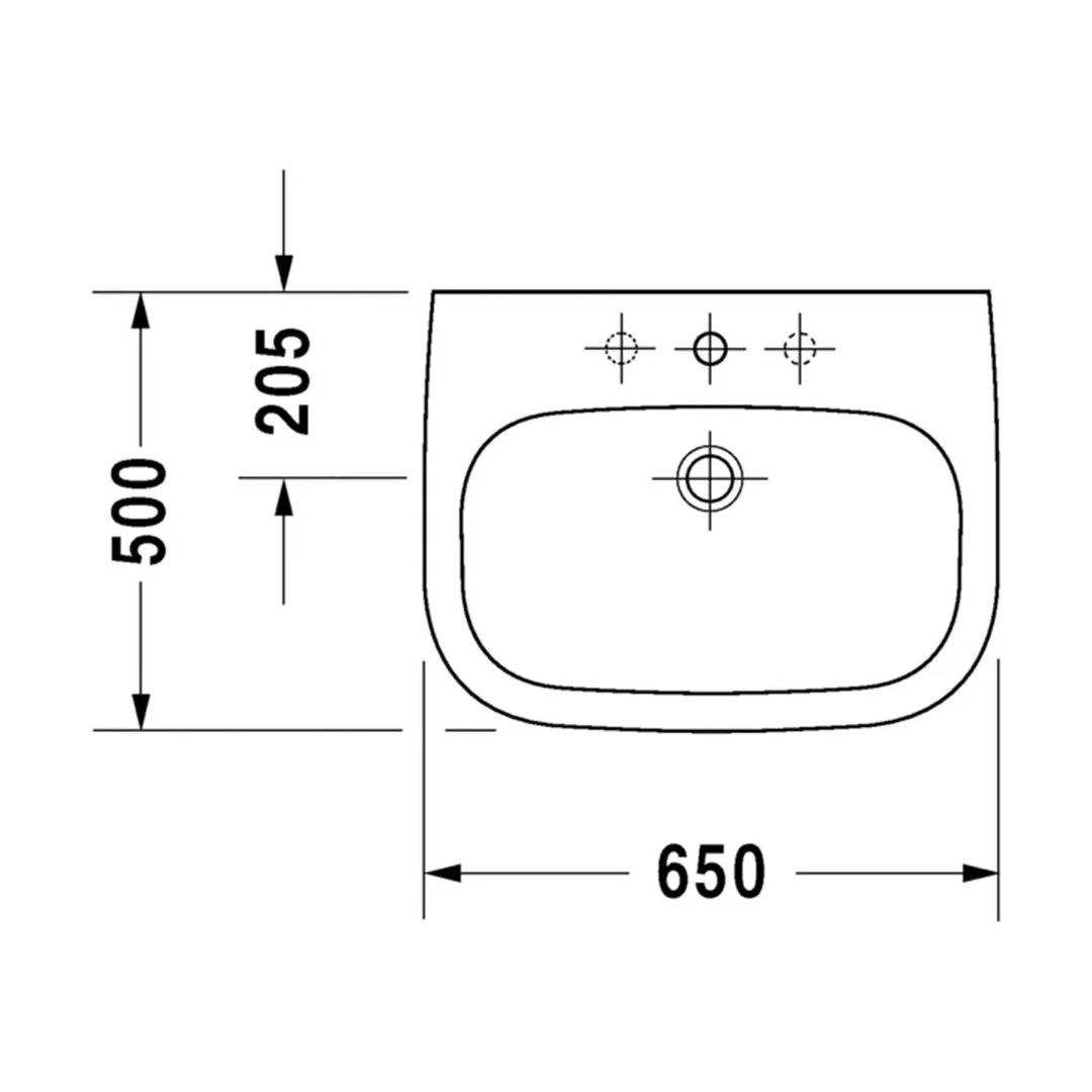 Duravit D-Code Wall Hung Basin 1 Tap Hole - Alpine White - 23105500002-P