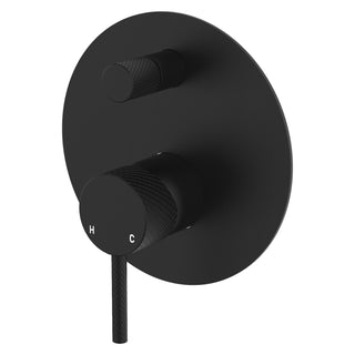 Fienza Axle Large Round Wall Diverter Mixer Includes Body - Matte Black - 231102B
