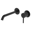 Fienza Axle Wall Basin/Bath Mixer Set, Round Plates, 200mm Outlet, Matte Black - 231104B-200