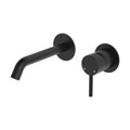 Fienza Axle Wall Basin/Bath Mixer Set, Round Plates, 160mm Outlet, Matte Black - 231104B