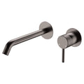Fienza Axle Wall Basin/Bath Mixer Set, Round Plates, 200mm Outlet, Gun Metal - 231104GM-200
