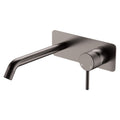 Fienza Axle Wall Basin/Bath Mixer Set, Rectangular Plate, 200mm Outlet, Gun Metal - 231106GM-200