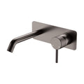 Fienza Axle Wall Basin/Bath Mixer Set, Rectangular Plate, 160mm Outlet, Gun Metal - 231106GM
