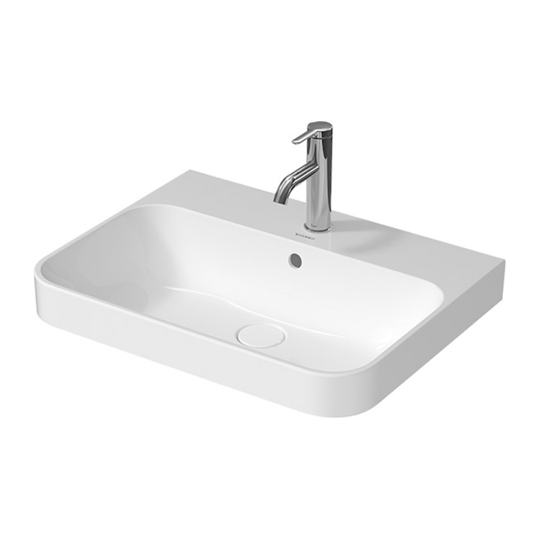Duravit Happy D.2 Plus 600 Vanity Basin with Overflow - No Tap Hole Gloss Alpine White 2360600060-P