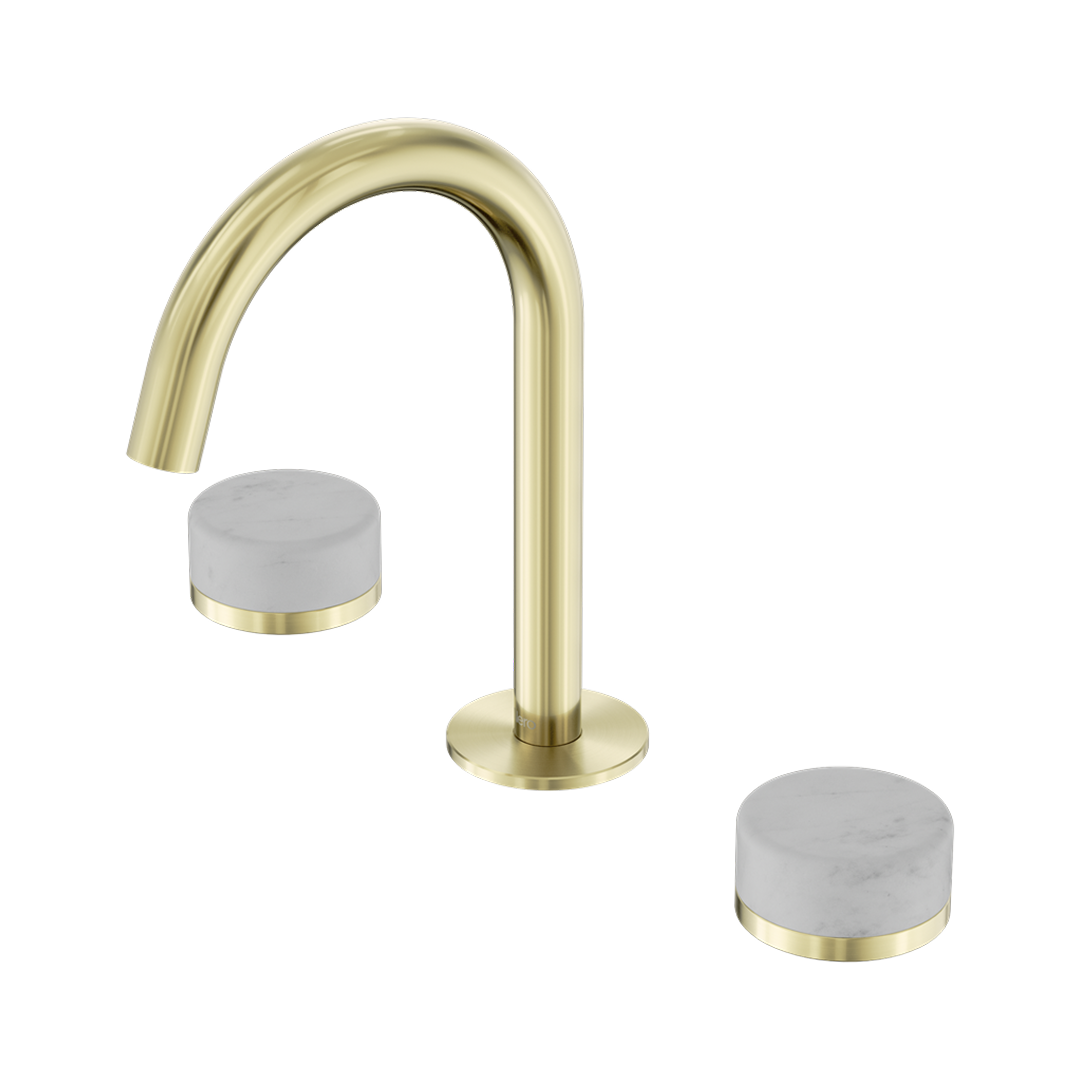 Nero Serenity Basin Tap Set Arc Spout with Carrara Handle - Brushed Gold - 24D011BG