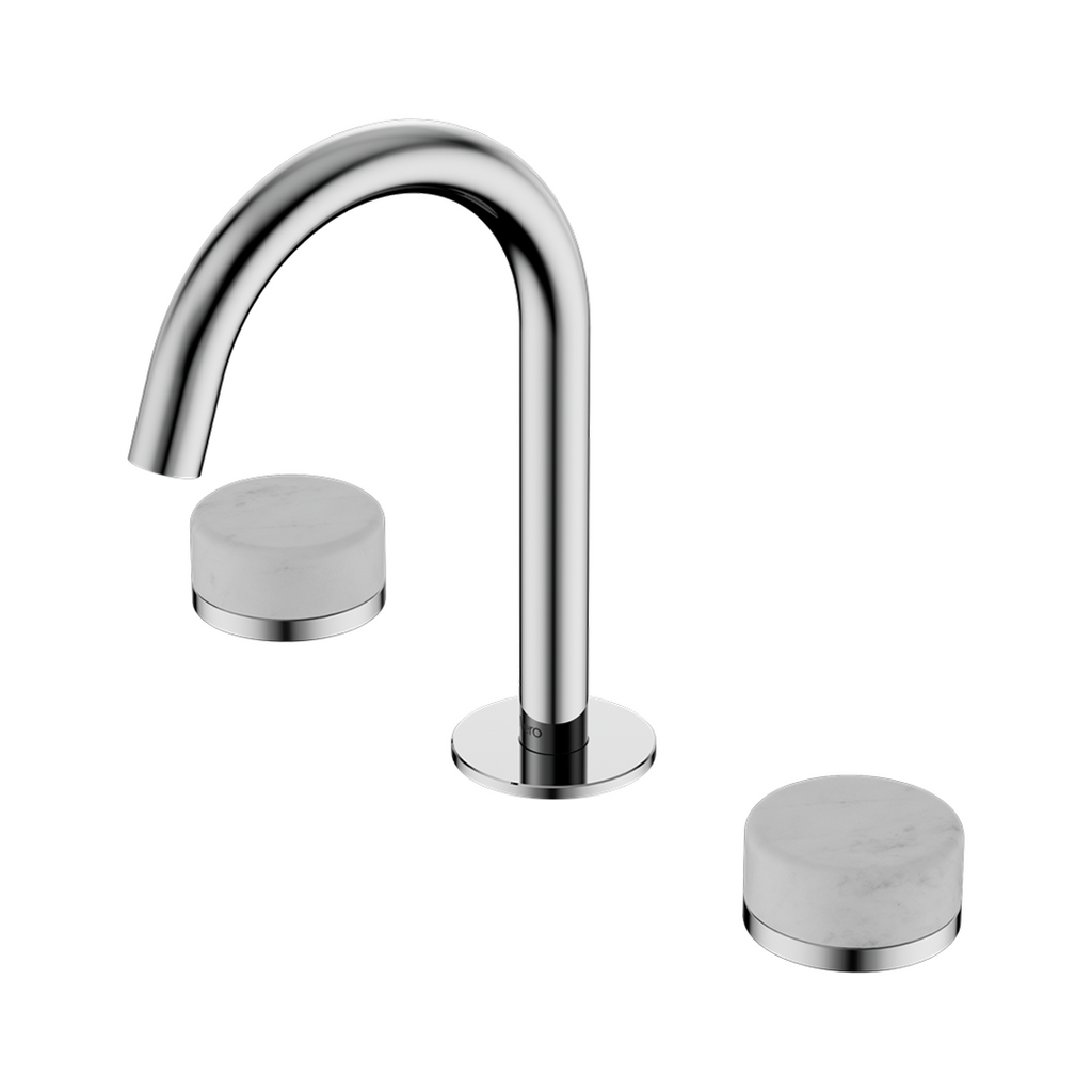 Nero Serenity Basin Tap Set Arc Spout with Carrara Handle - Chrome - 24D011CH