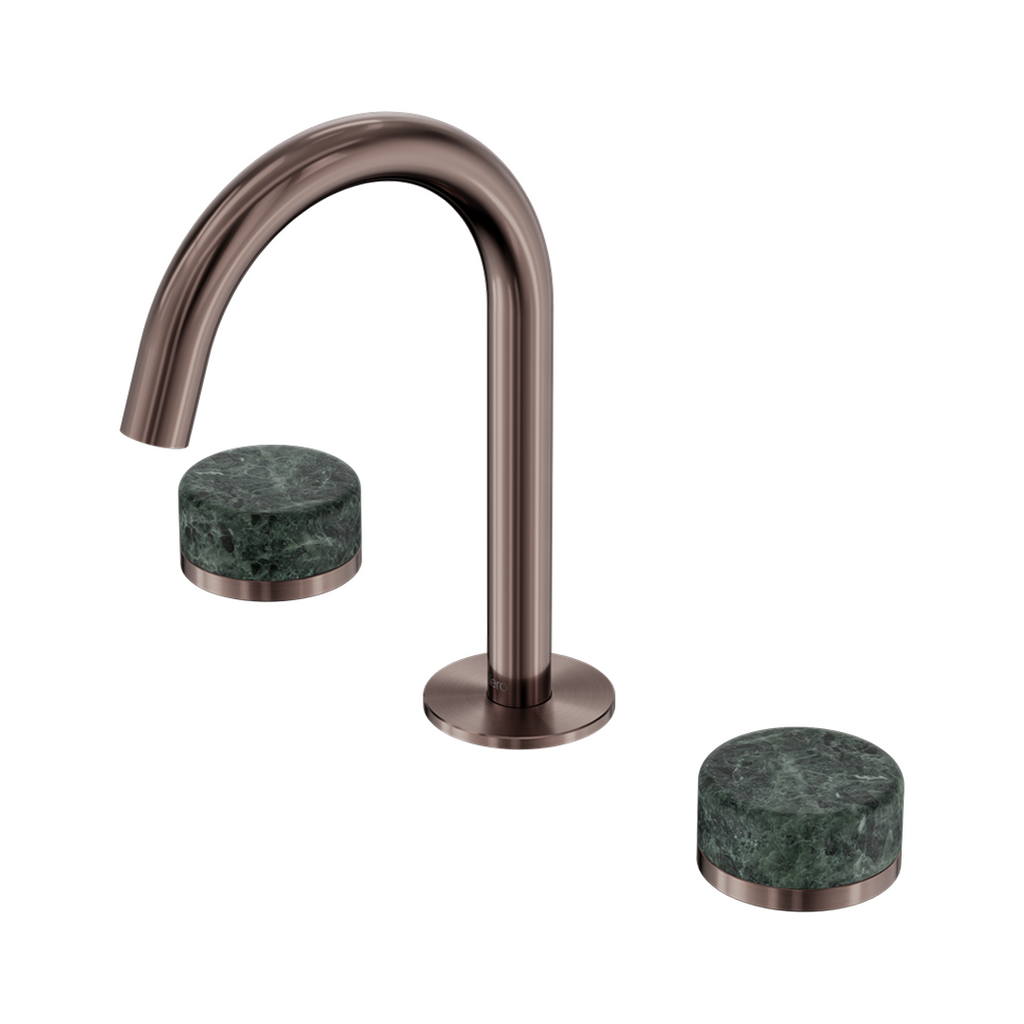 Nero Serenity Basin Tap Set Arc Spout with Verde Alpi Handle - Brushed Bronze - 24D012BZ