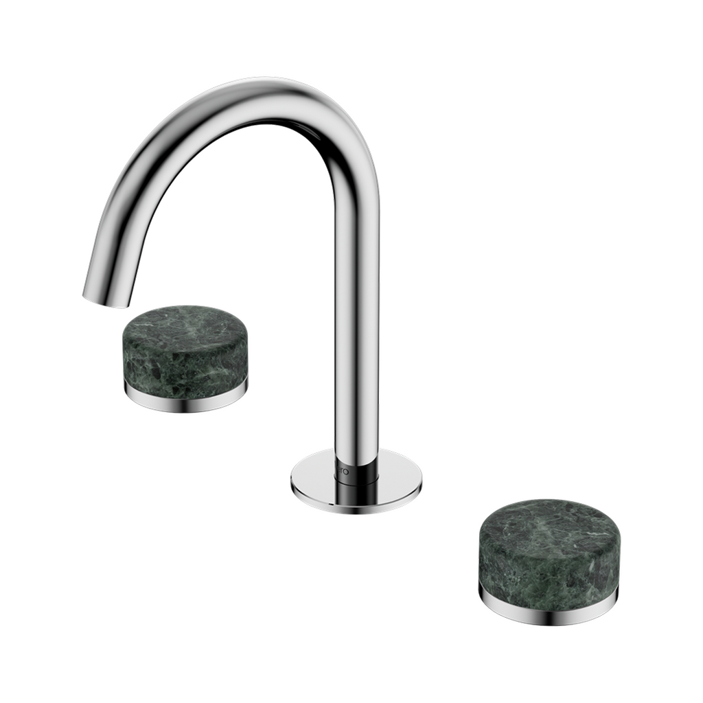 Nero Serenity Basin Tap Set Arc Spout with Verde Alpi Handle - Chrome - 24D012CH