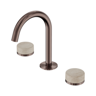Nero Serenity Basin Tap Set Arc Spout with Rome Travertine Handle - Brushed Bronze - 24D013BZ