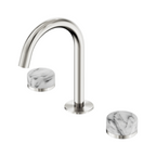 Nero Serenity Basin Tap Set Arc Spout with Arabescato Corchia Handle - Brushed Nickel - 24D014BN