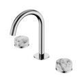 Nero Serenity Basin Tap Set Arc Spout with Arabescato Corchia Handle - Chrome - 24D014CH