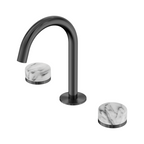 Nero Serenity Basin Tap Set Arc Spout with Arabescato Corchia Handle - Gun Metal - 24D014GM