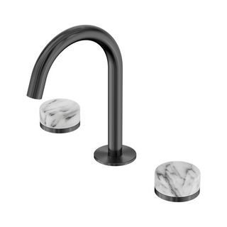 Nero Serenity Basin Tap Set Arc Spout with Arabescato Corchia Handle - Gun Metal - 24D014GM