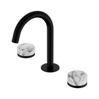 Nero Serenity Basin Tap Set Arc Spout with Arabescato Corchia Handle - Matte Black - 24D014MB