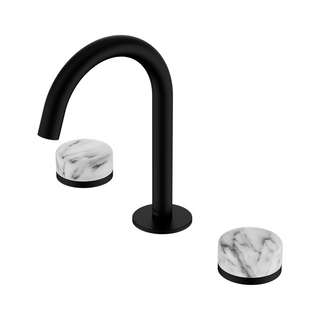 Nero Serenity Basin Tap Set Arc Spout with Arabescato Corchia Handle - Matte Black - 24D014MB