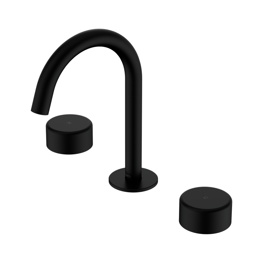 Nero Serenity Basin Tap Set Arc Spout with Metal Handle - Matte Black - 24D016MB