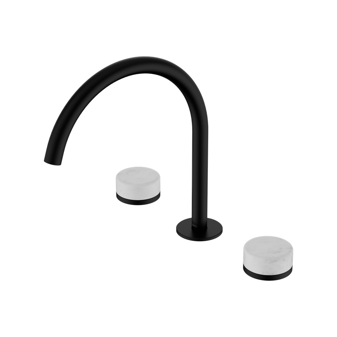 Nero Serenity Bath/Kitchen Tap Set Arc Spout with Carrara Handle - Matte Black - 24D017MB