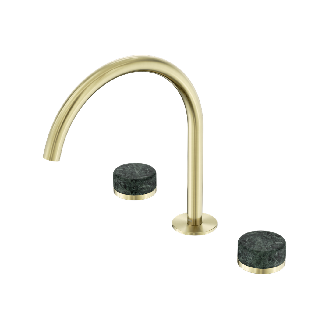 Nero Serenity Bath/Kitchen Tap Set Arc Spout with Verde Alpi Handle - Brushed Gold - 24D018BG