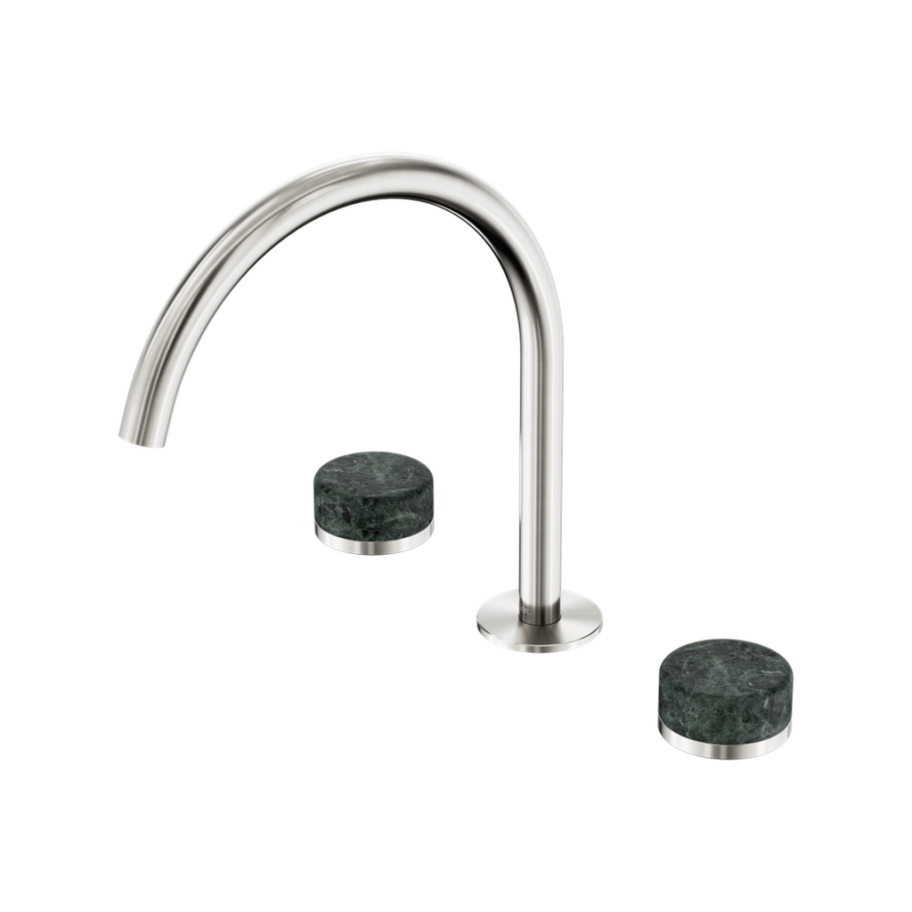 Nero Serenity Bath/Kitchen Tap Set Arc Spout with Verde Alpi Handle - Brushed Nickel - 24D018BN