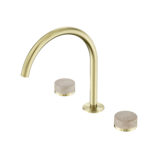 Nero Serenity Bath/Kitchen Tap Set Arc Spout with Rome Travertine Handle - Brushed Gold - 24D019BG