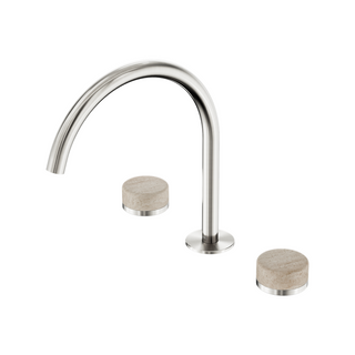 Nero Serenity Bath/Kitchen Tap Set Arc Spout with Rome Travertine Handle - Brushed Nickel - 24D019BN