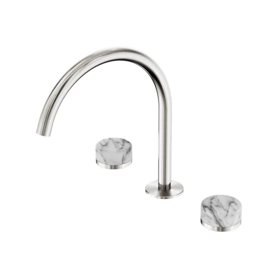 Nero Serenity Bath/Kitchen Tap Set Arc Spout with Arabescato Corchia Handle - Brushed Nickel - 24D020BN