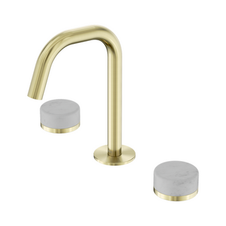 Nero Serenity Basin Tap Set Edge Spout with Carrara Handle - Brushed Gold - 24D023BG