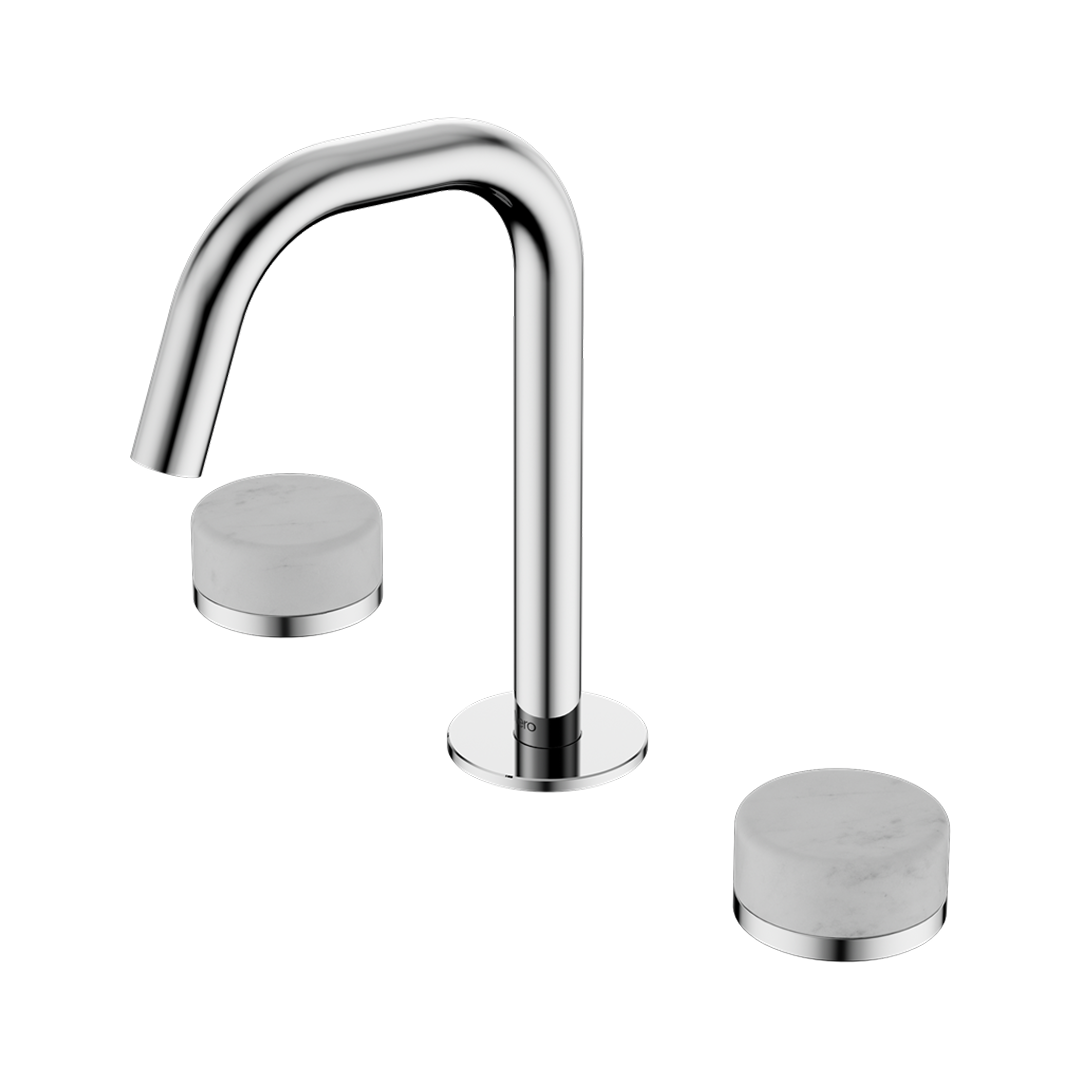 Nero Serenity Basin Tap Set Edge Spout with Carrara Handle - Chrome - 24D023CH