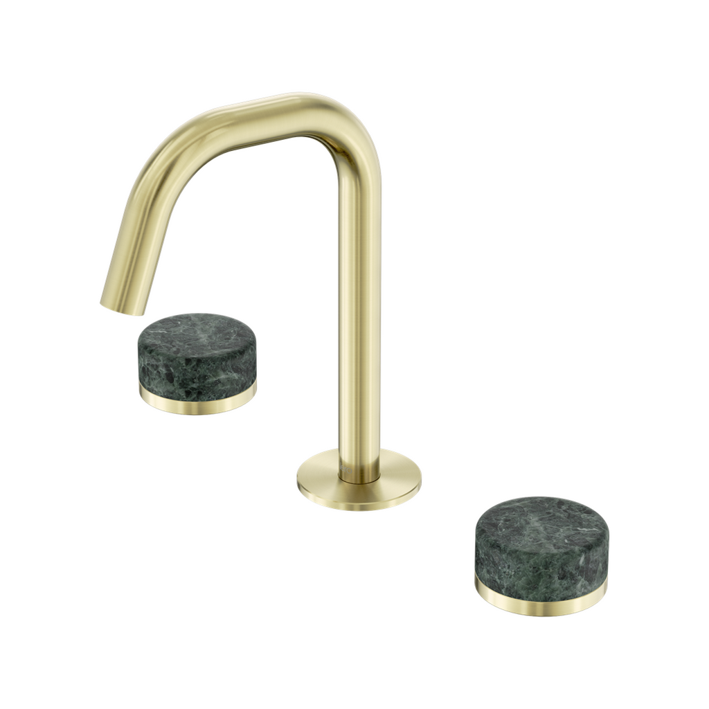 Nero Serenity Basin Tap Set Edge Spout with Verde Alpi Handle - Brushed Gold - 24D024BG