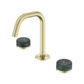 Nero Serenity Basin Tap Set Edge Spout with Verde Alpi Handle - Brushed Gold - 24D024BG