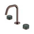 Nero Serenity Basin Tap Set Edge Spout with Verde Alpi Handle - Brushed Bronze - 24D024BZ
