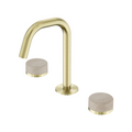 Nero Serenity Basin Tap Set Edge Spout with Rome Travertine Handle - Brushed Gold - 24D025BG