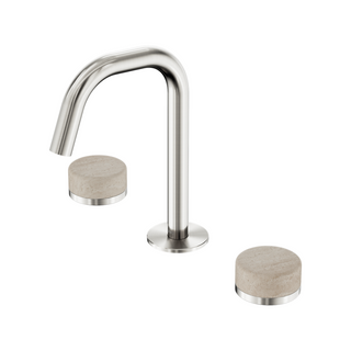Nero Serenity Basin Tap Set Edge Spout with Rome Travertine Handle - Brushed Nickel - 24D025BN