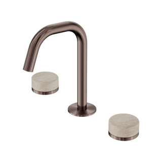 Nero Serenity Basin Tap Set Edge Spout with Rome Travertine Handle - Brushed Bronze - 24D025BZ