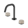 Nero Serenity Basin Tap Set Edge Spout with Rome Travertine Handle - Gun Metal - 24D025GM