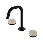 Nero Serenity Basin Tap Set Edge Spout with Rome Travertine Handle - Matte Black - 24D025MB