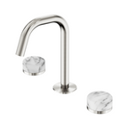 Nero Serenity Basin Tap Set Edge Spout with Arabescato Corchia Handle - Brushed Nickel - 24D026BN