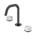 Nero Serenity Basin Tap Set Edge Spout with Arabescato Corchia Handle - Gun Metal - 24D026GM