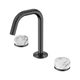 Nero Serenity Basin Tap Set Edge Spout with Arabescato Corchia Handle - Gun Metal - 24D026GM