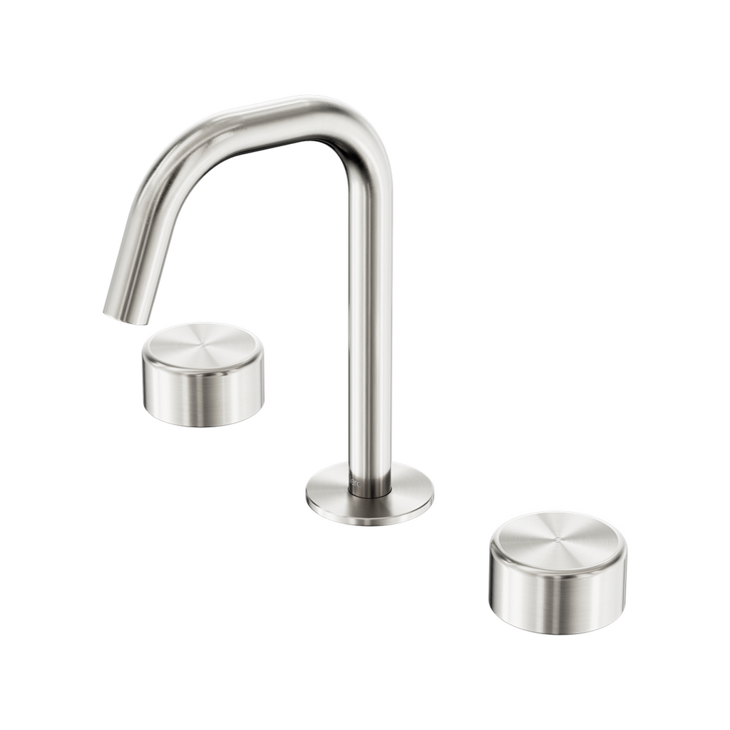 Nero Serenity Basin Tap Set Edge Spout with Metal Handle - Brushed Nickel - 24D028BN