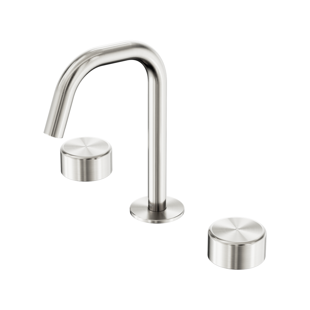 Nero Serenity Basin Tap Set Edge Spout with Metal Handle - Brushed Nickel - 24D028BN
