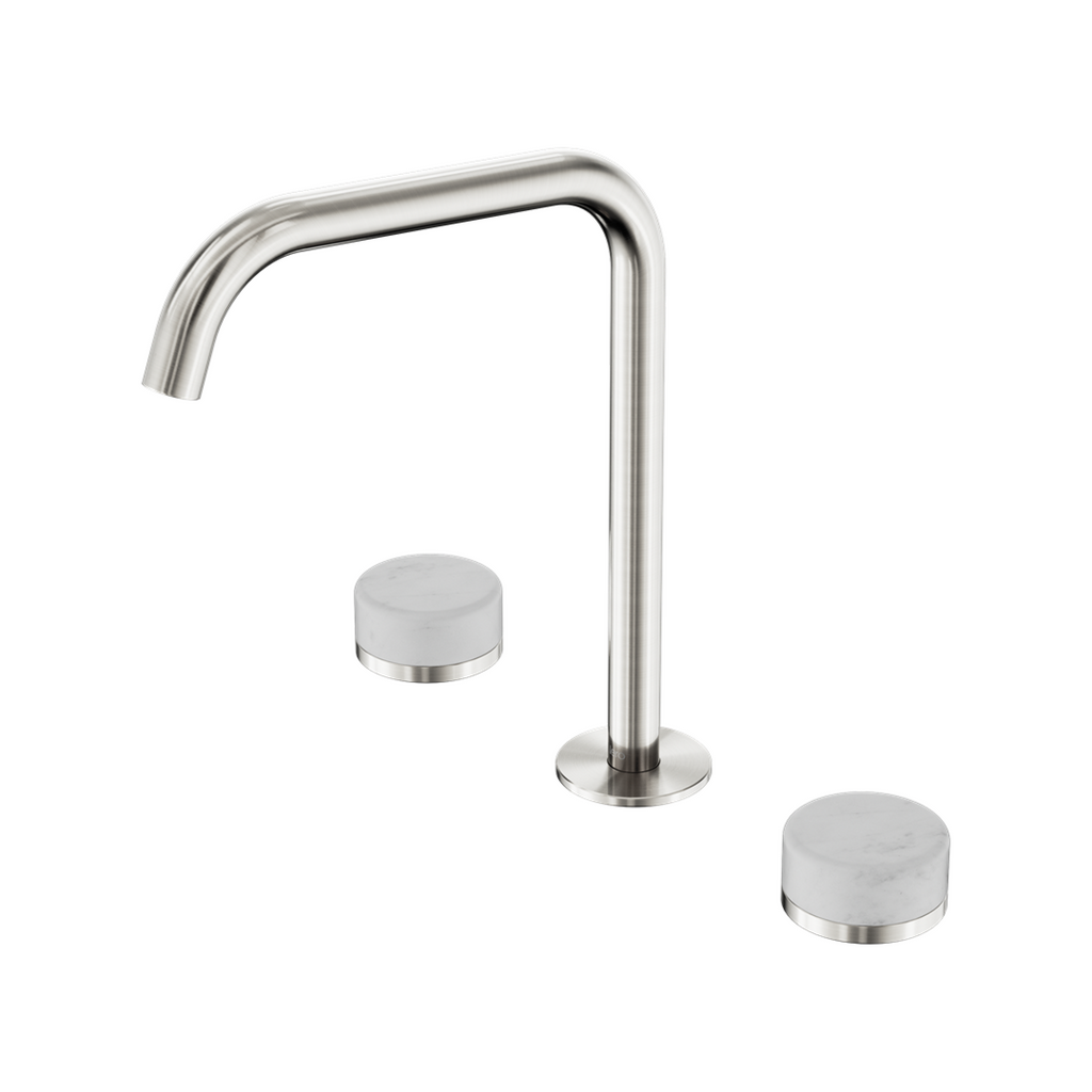 Nero Serenity Bath/Kitchen Tap Set Edge Spout with Carrara Handle - Brushed Nickel - 24D029BN