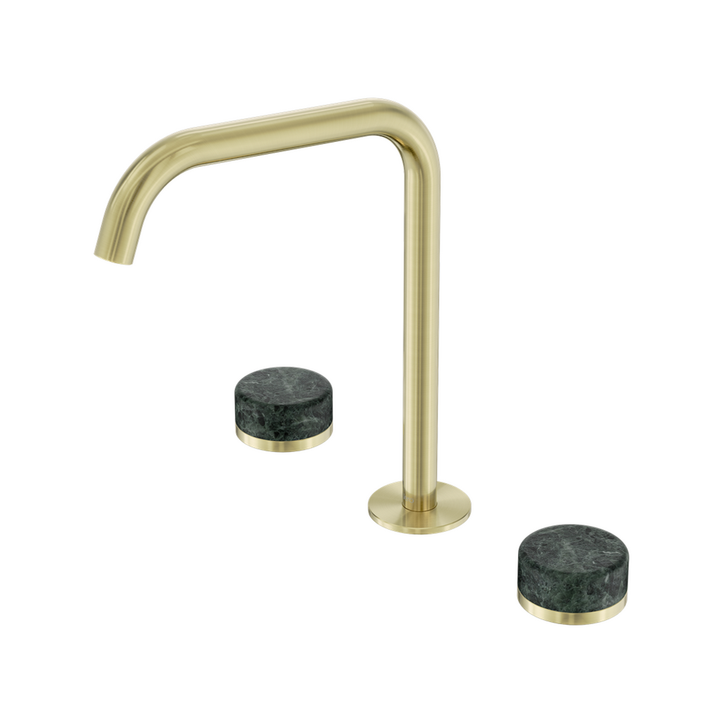 Nero Serenity Bath/Kitchen Tap Set Edge Spout with Verde Alpi Handle - Brushed Gold - 24D030BG