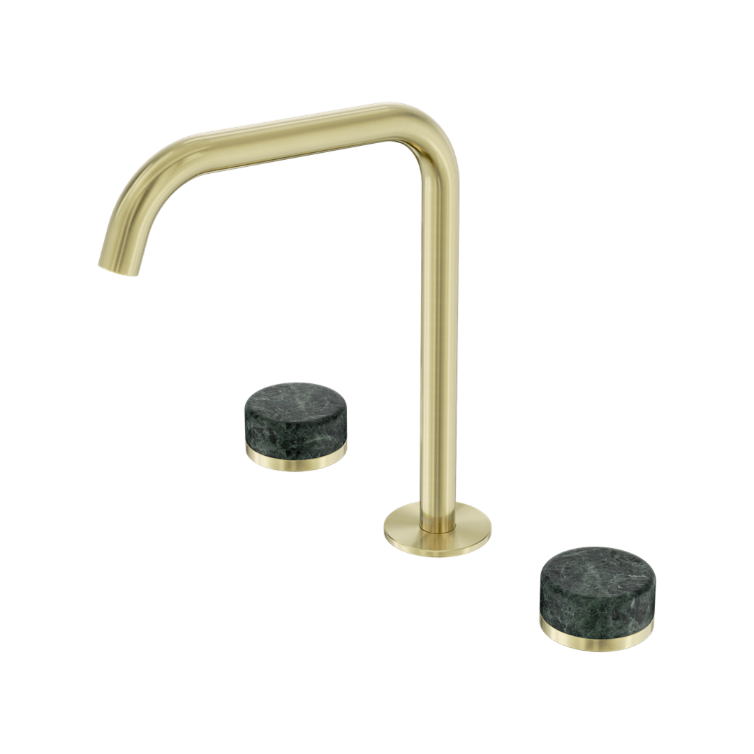Nero Serenity Bath/Kitchen Tap Set Edge Spout with Verde Alpi Handle - Brushed Gold - 24D030BG