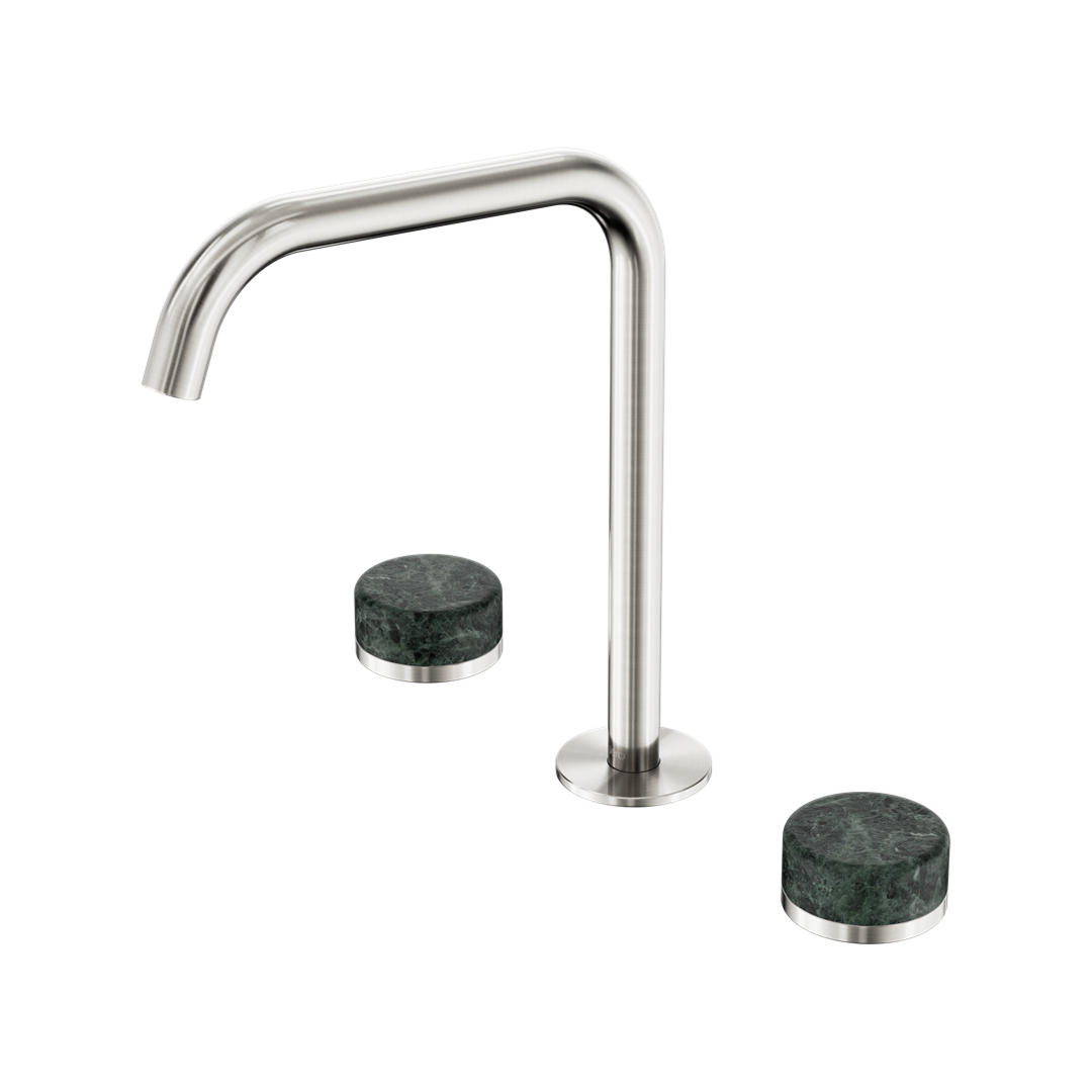 Nero Serenity Bath/Kitchen Tap Set Edge Spout with Verde Alpi Handle - Brushed Nickel - 24D030BN