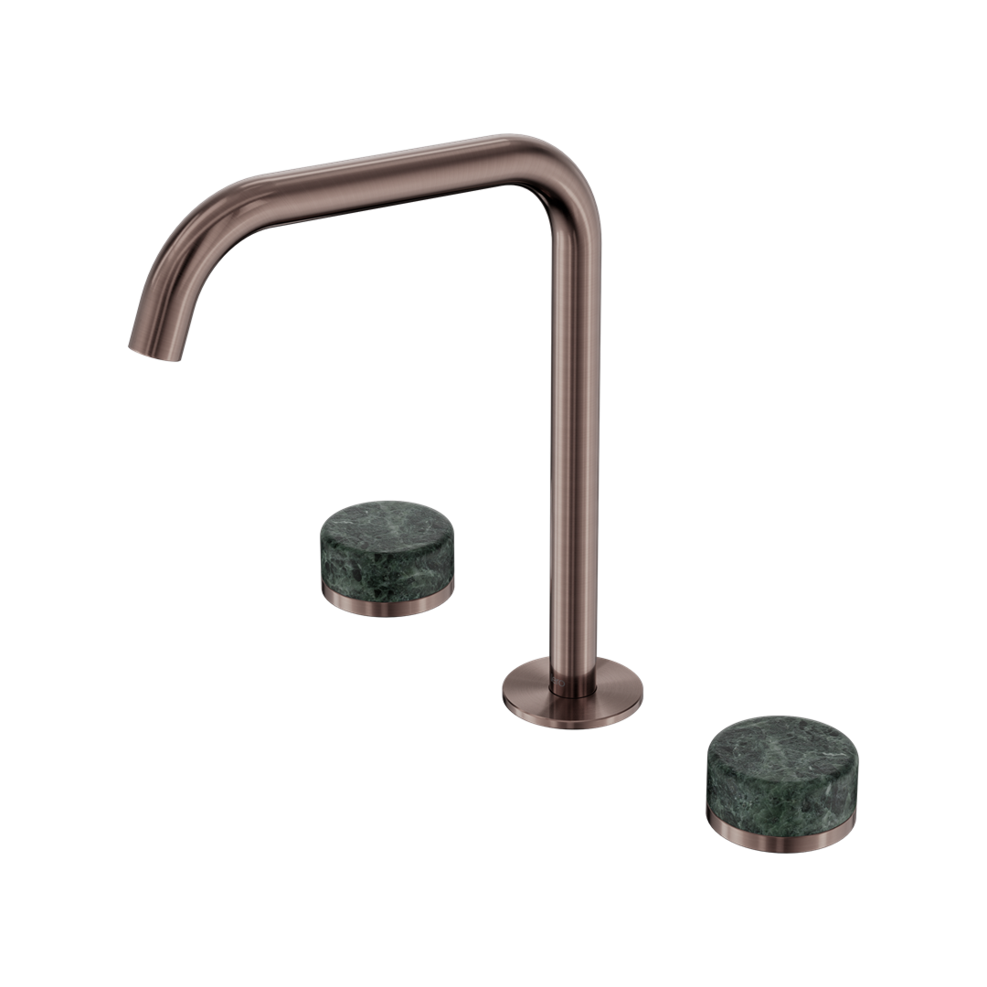 Nero Serenity Bath/Kitchen Tap Set Edge Spout with Verde Alpi Handle - Brushed Bronze - 24D030BZ